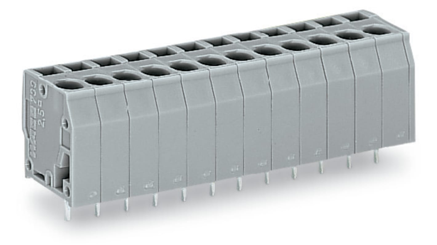 Morsettiera per circuito stampato Wago a 3 vie, 1 fila, passo 5mm, Montaggio con foro passante