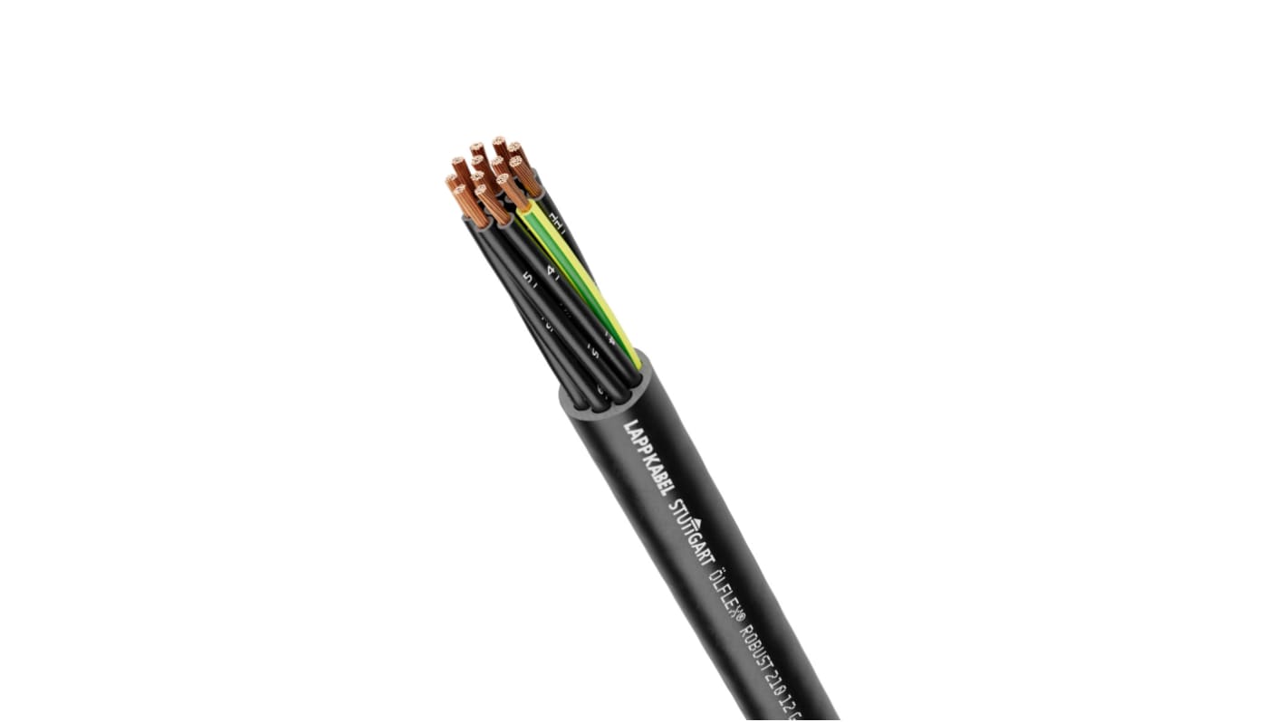 Lapp OLFLEX ROBUST 210 Control Cable, 7 Cores, 0.75 mm², Unscreened, Black Thermoplastic Elastomers TPE Sheath, 18
