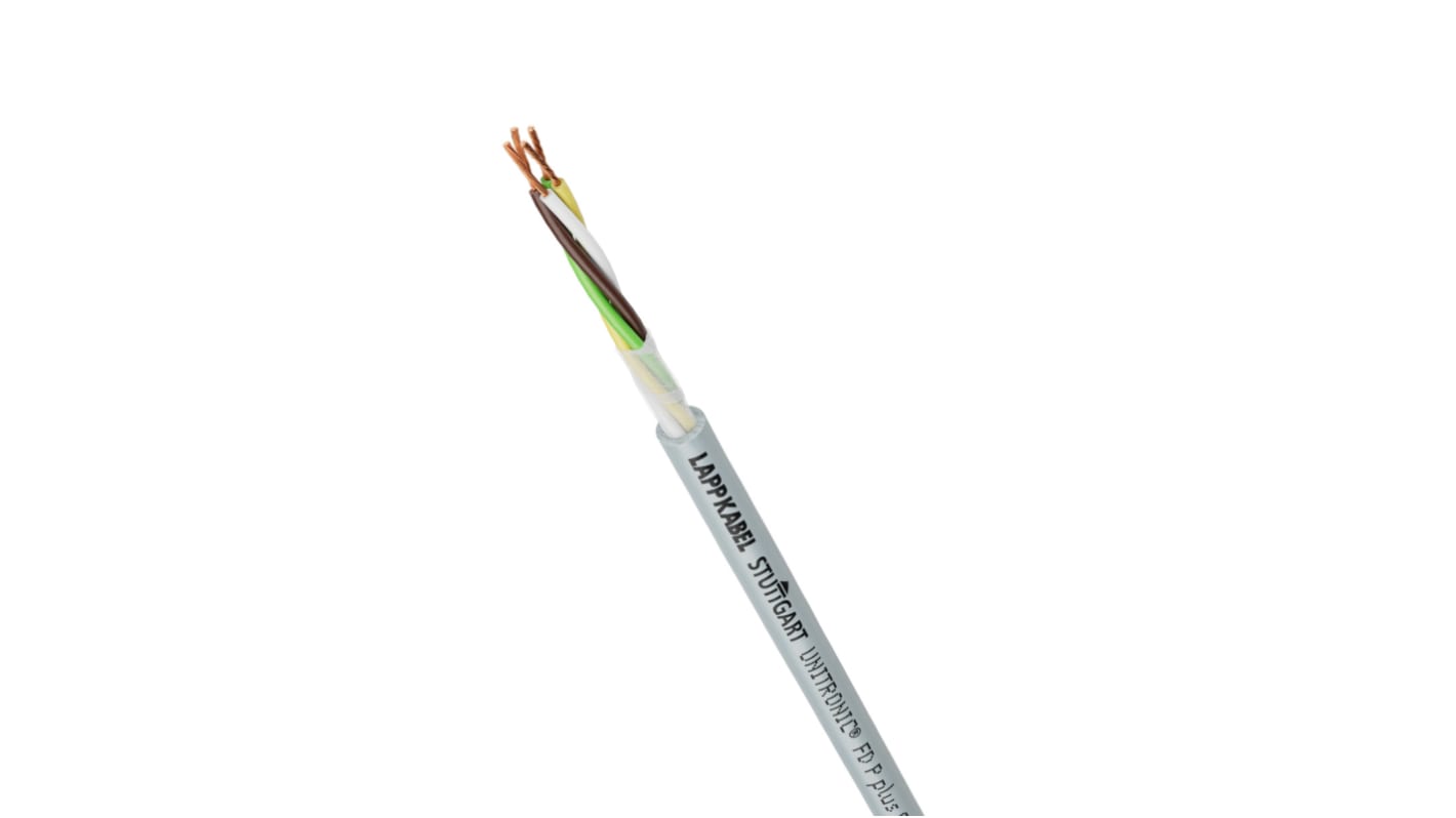 Lapp UNITRONIC FD P Plus Control Cable, 2 Cores, 0.25 mm², Unscreened, Grey Polyurethane PUR Sheath, 24