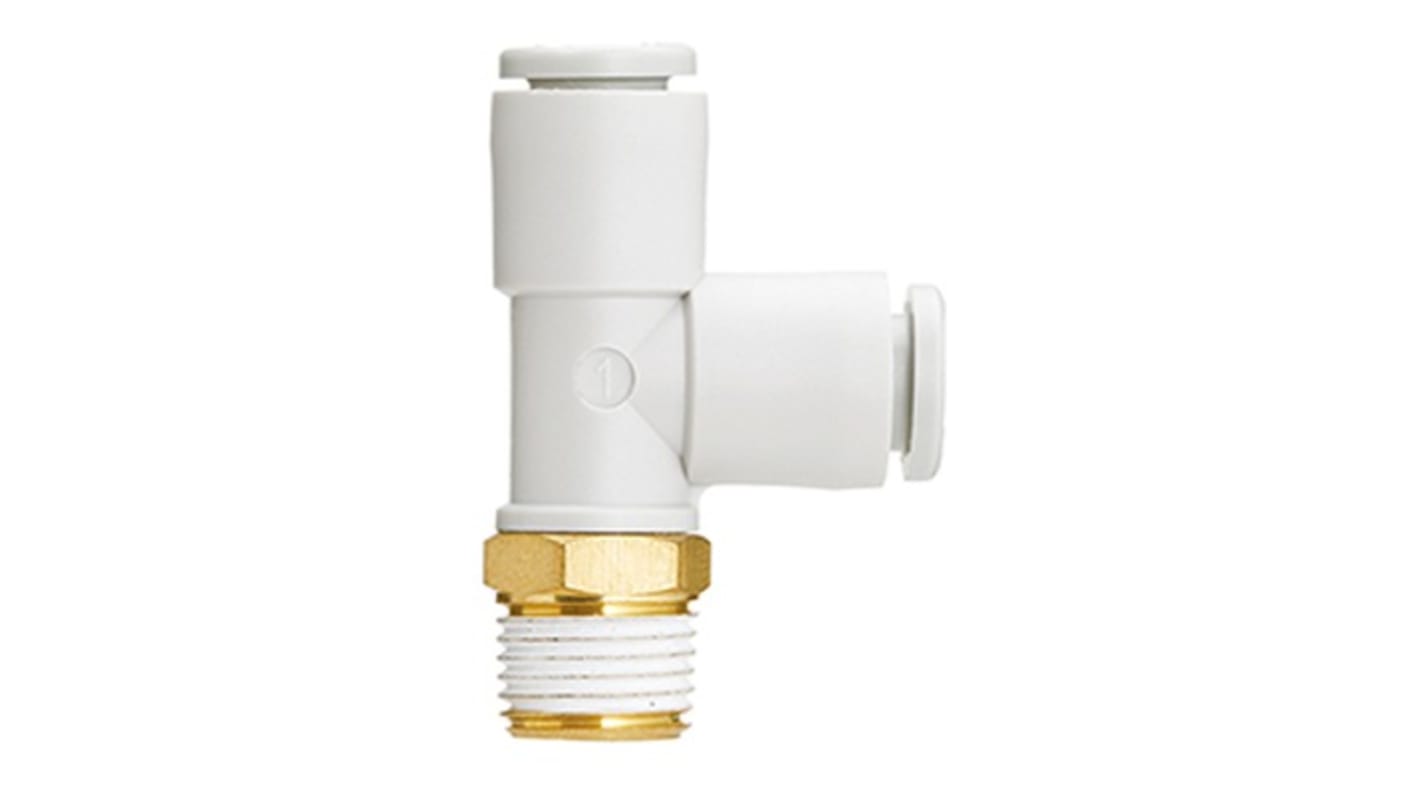 SMC KQ2 Series One-touch Fitting, Push In 12 mm to R 1/2, Threaded-to-Tube Connection Style, KQ2Y12-04AS
