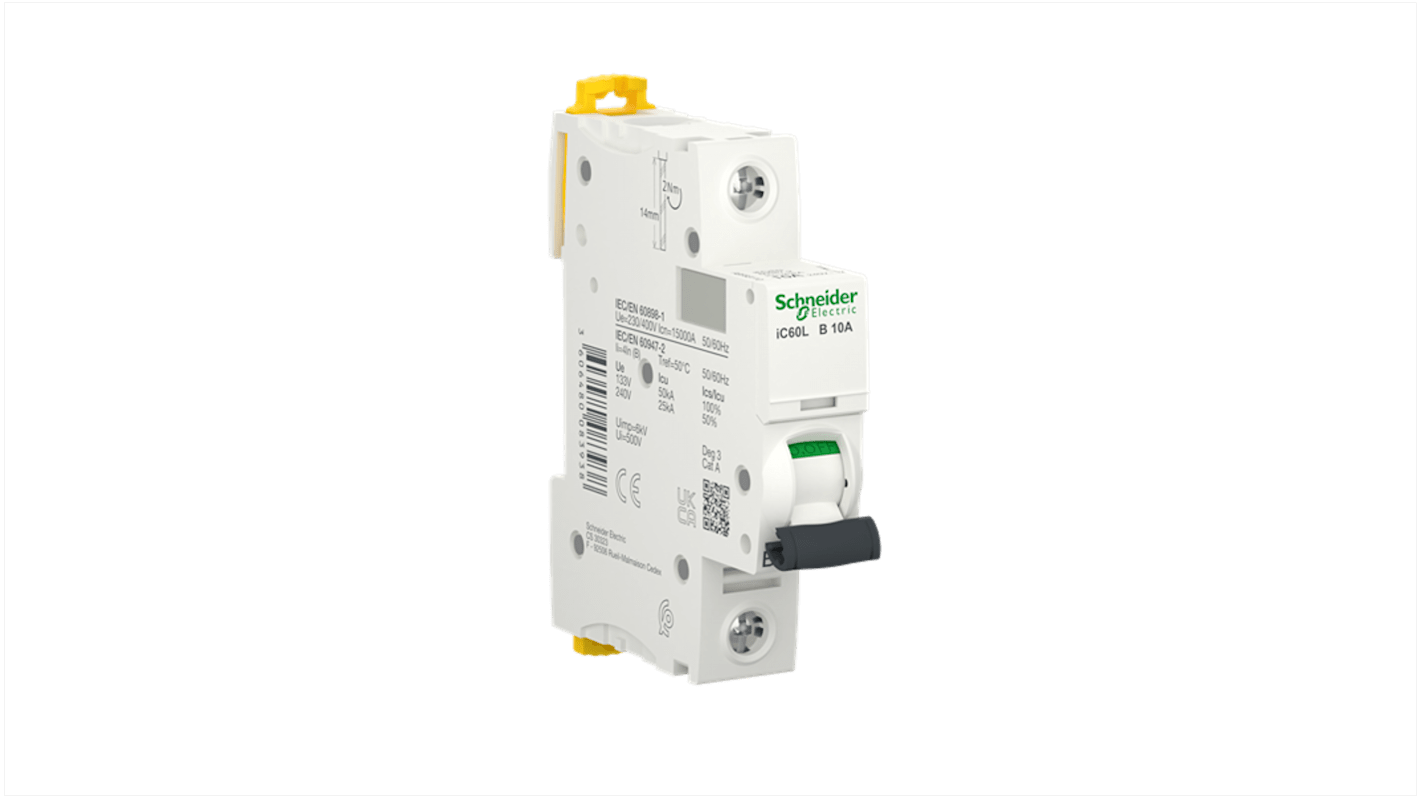 Schneider Electric Acti9 A9F MCB, 1P, 10A Curve B, 230V AC, 15 kA Breaking Capacity