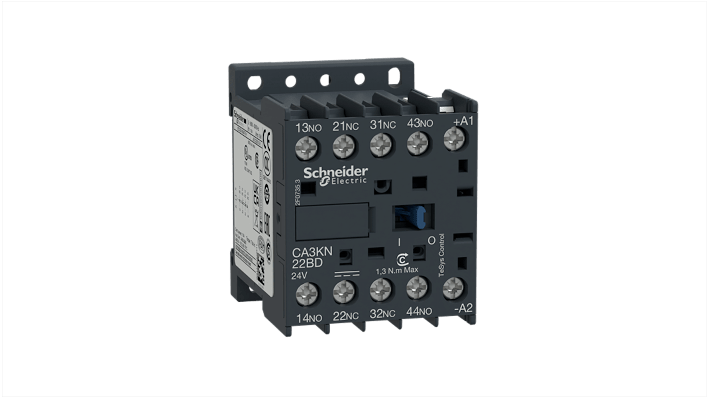 Relè contattore, serie CA3K, 4 poli, 2 NO + 2NC, 10 A, bobina 12 V