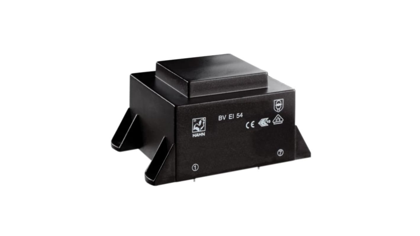 Trasformatore per PCB Hahn, 16VA, primario 230V, secondario 15V, , uscita uscite