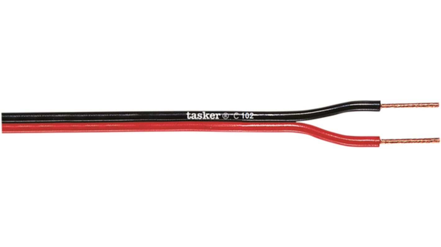 Tasker Højttalerkabel 2-leder, Rød, PVC Isolation, 0,75 mm2 CSA