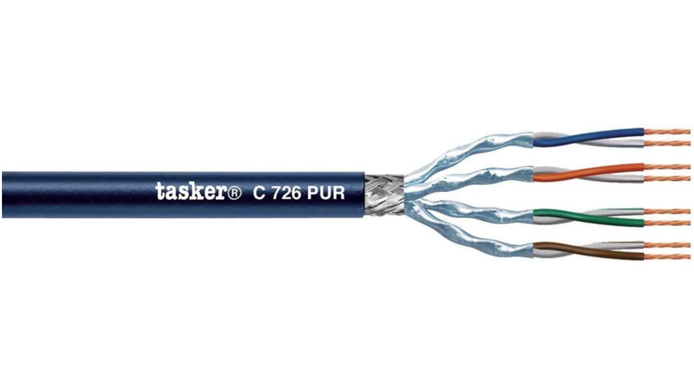 Tasker C726 Ethernetkabel Cat.7, Dunkelblau Verlegekabel Kupfergeflecht verzinnt Stecker, Polyurethan