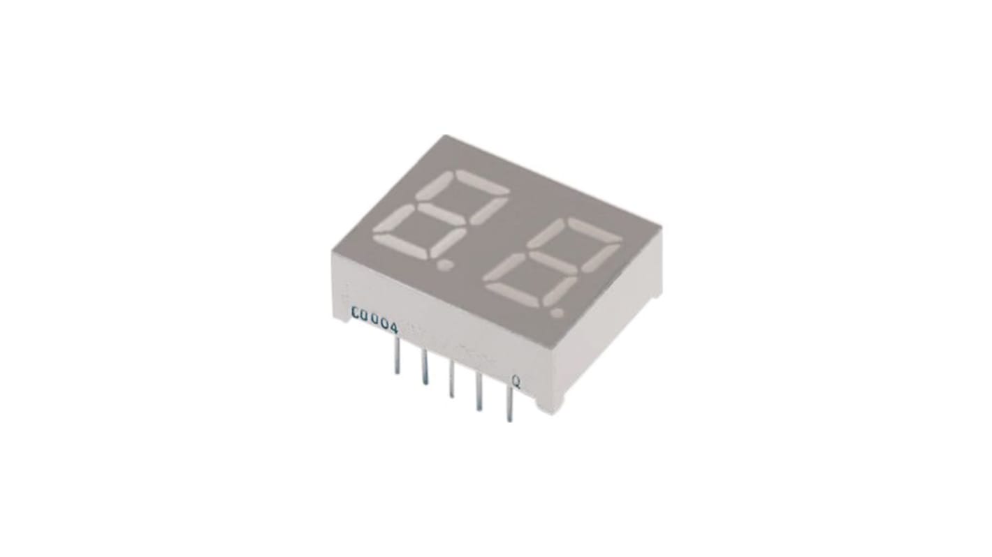 D425SYGWA/S530-E2 Everlight 2 Digit LED LED Display, Green, Yellow 3.2 mcd 10.2mm