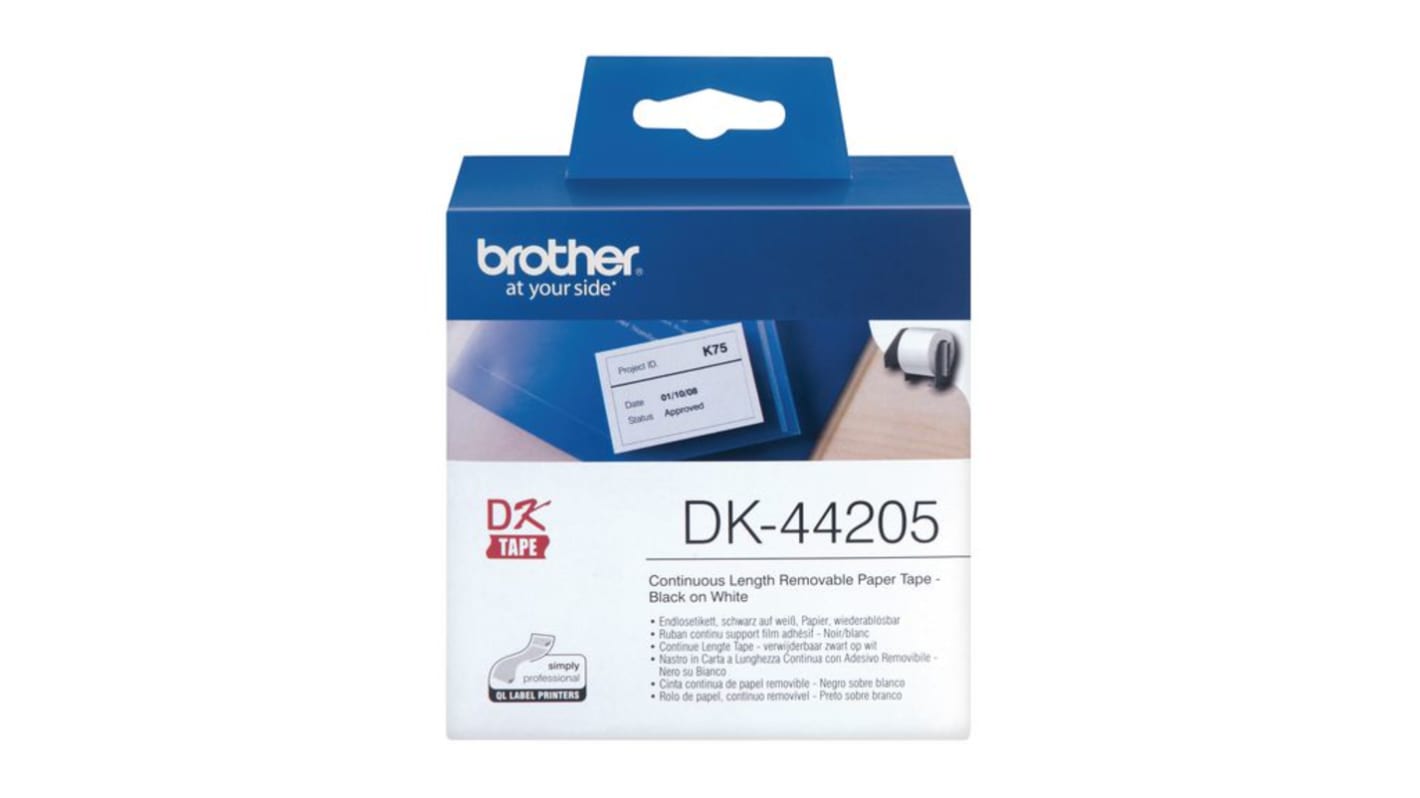 Brother DK Black on White Label, 30.48 mm Length, 62 mm Width