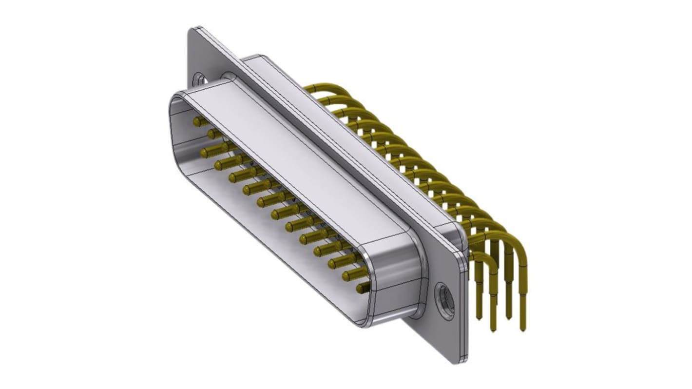Deltron Connectors DT 25 Way Right Angle D-sub Connector Plug, 2.77mm Pitch, with Screw Locks