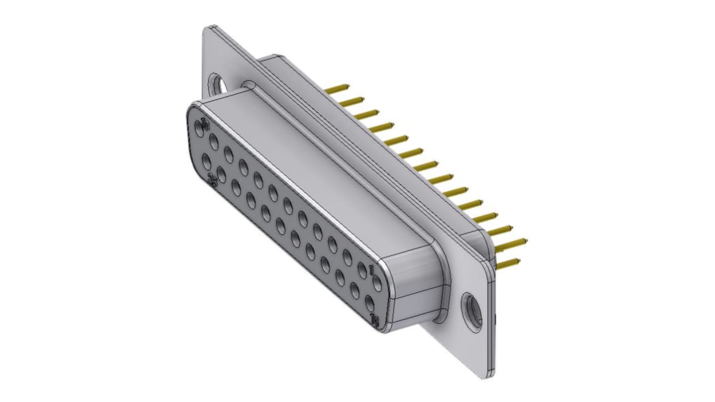 Deltron Connectors DT 25 Way Through Hole D-sub Connector Socket, 2.84mm Pitch