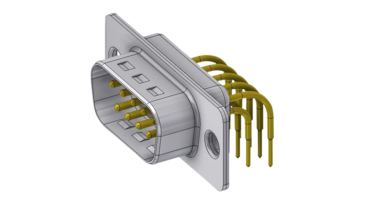 Deltron Connectors DTS 9 Way Right Angle D-sub Connector Plug, with Screw