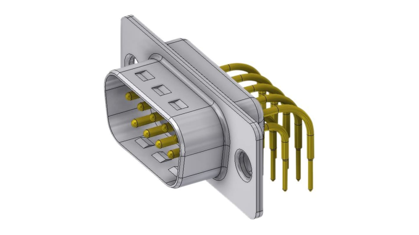 Conector D-sub Deltron, Serie DTS, Ángulo de 90° , Macho, con Roscado
