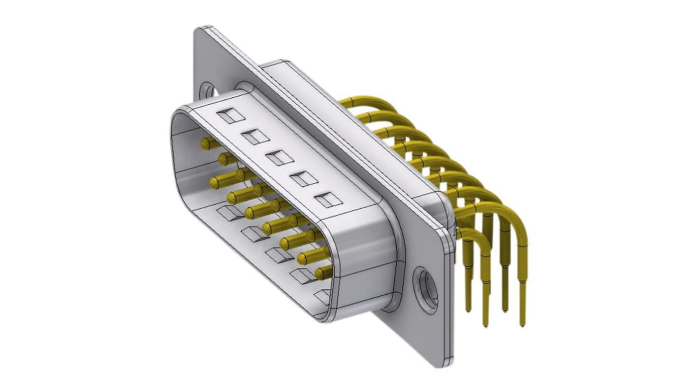 Deltron Connectors DTS 15 Way D-sub Connector Plug, 2.54mm Pitch
