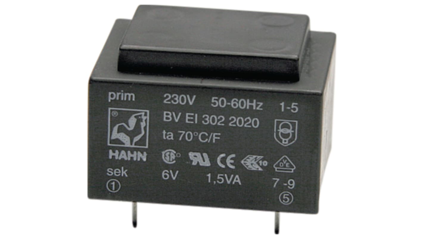 Hahn 9V ac PCB Mount PCB Transformer, 2.3VA