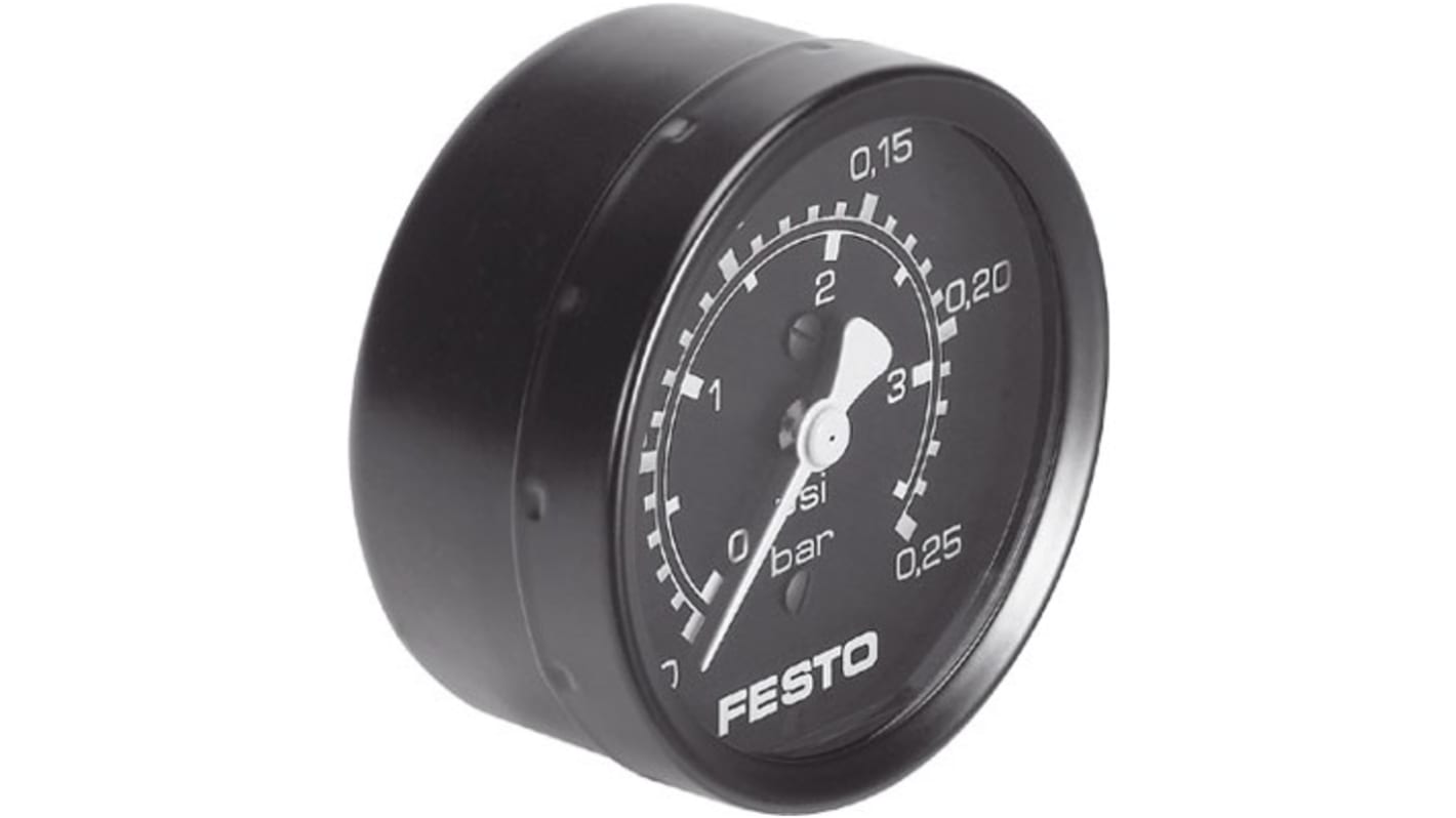 Festo G 1/4 Analogue Pressure Gauge 25bar Inline 63mm Outside Diameter