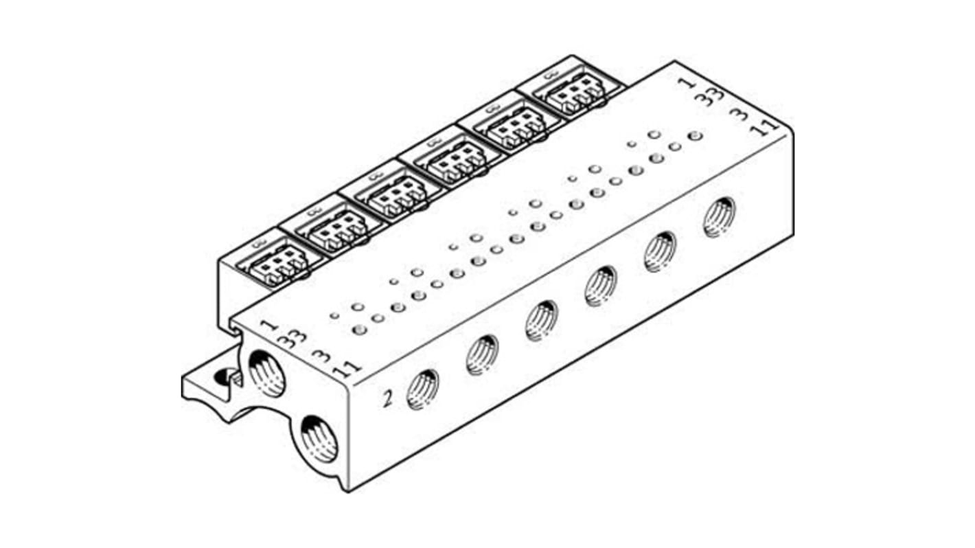 Festo MHA1 series 6 station Metric M3 Manifold for use with Valves, 197224