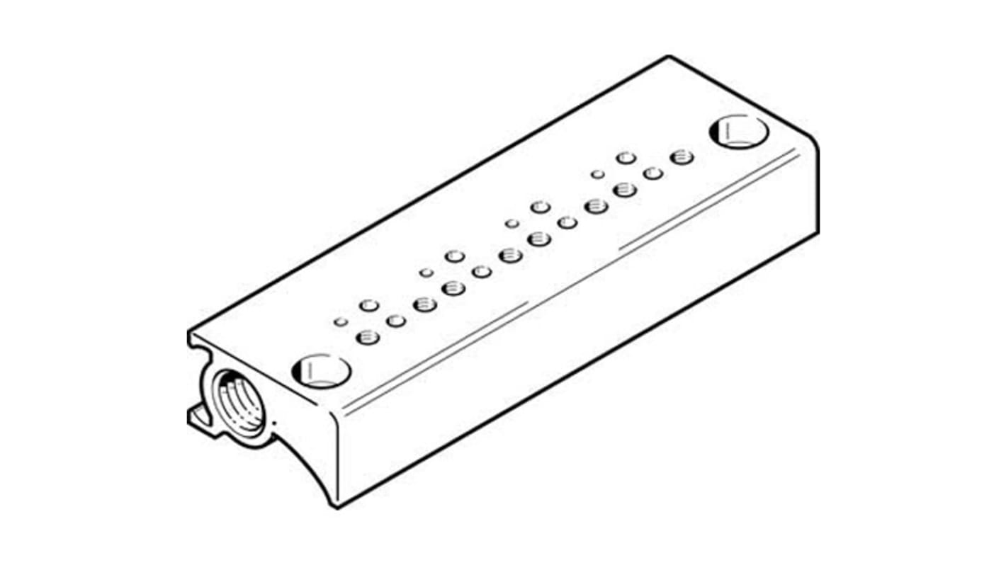 Bloque colector, Festo, 10 Estaciones , M7, Aleación de Aluminio