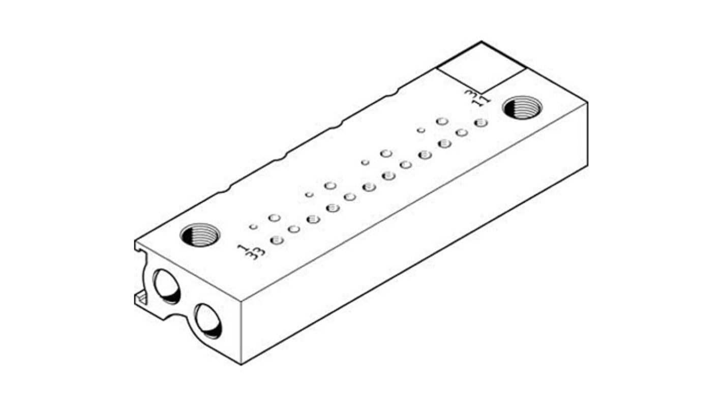 Bloque colector, Festo, 6 Estaciones , M5, Aleación de Aluminio