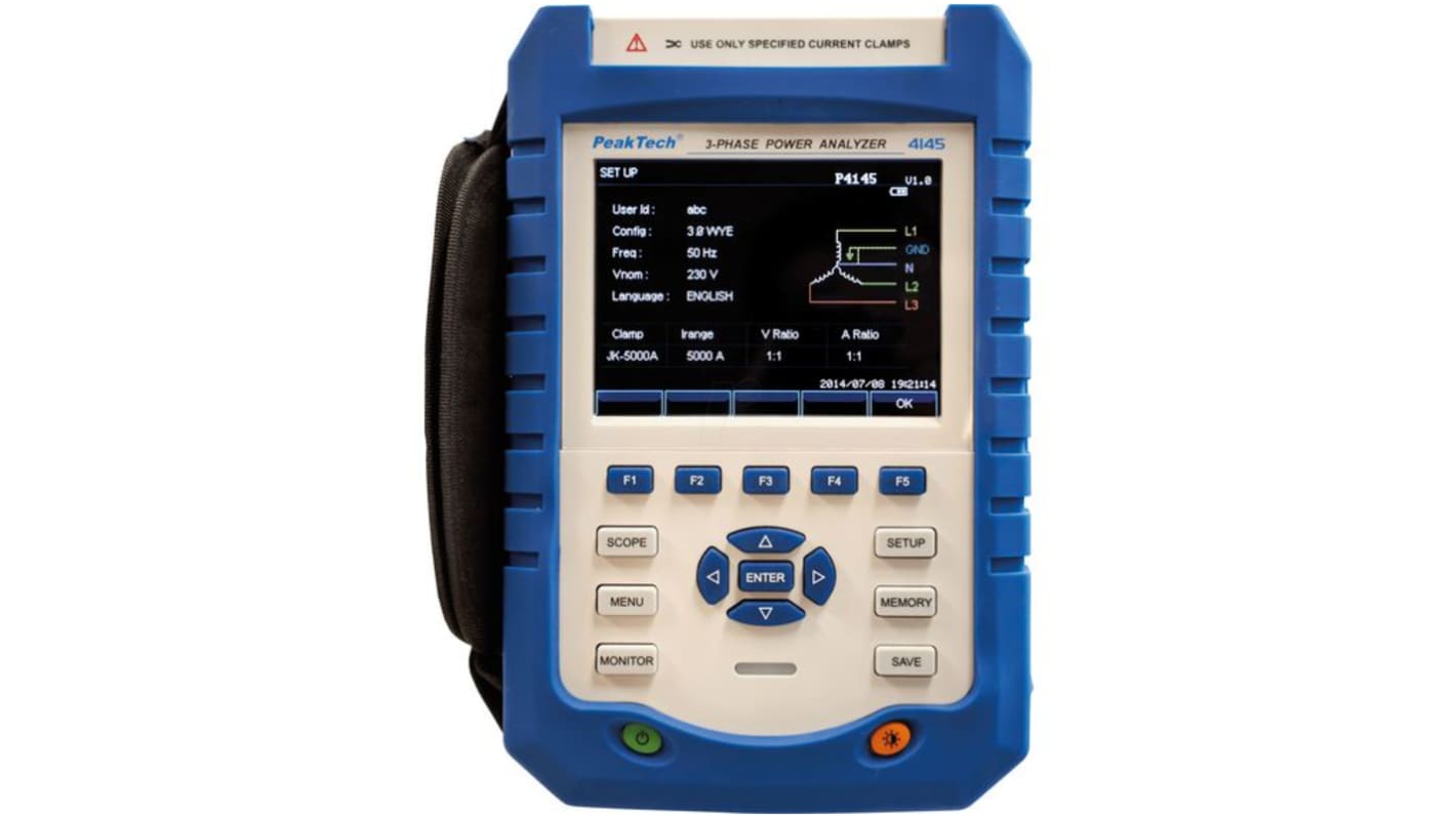 PeakTech P4145 Power Quality Analyser, 3-Phase, 5kA Max