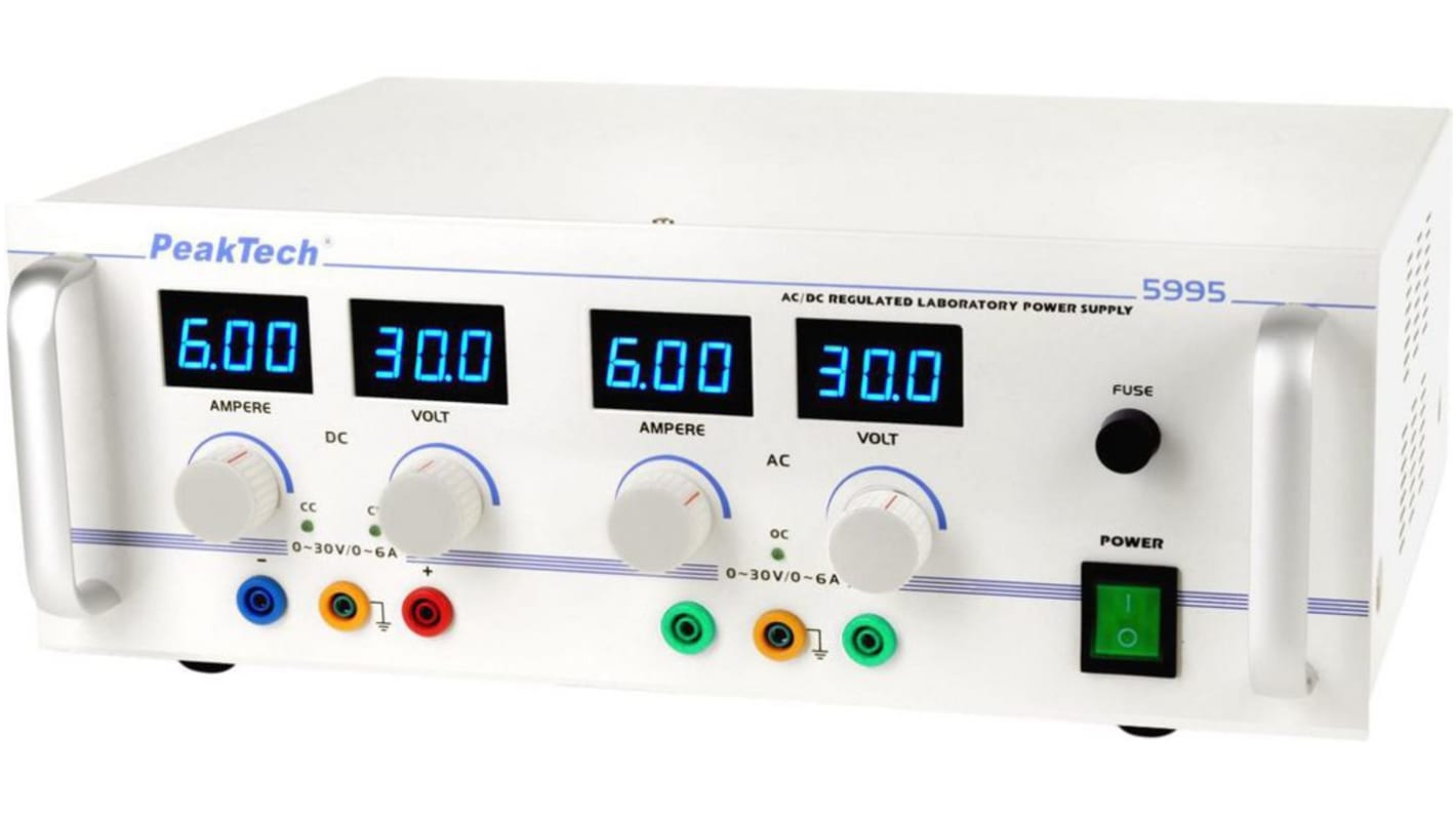 Fuente de alimentación de laboratorio P 5995, 2 salidas, 0 - 30V, 0 → 6A, 180W