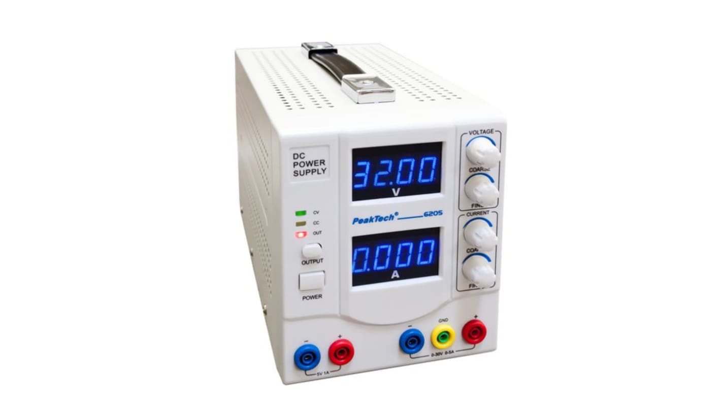 Alimentatore da banco PeakTech P6205, 1 uscita, 30V, 0 → 5A, 150W