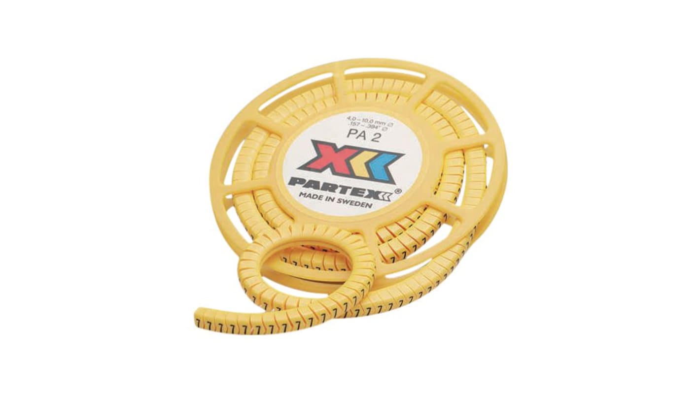 Partex Marking Systems PA Cable Marker, Yellow, 1.3 → 3mm Cable