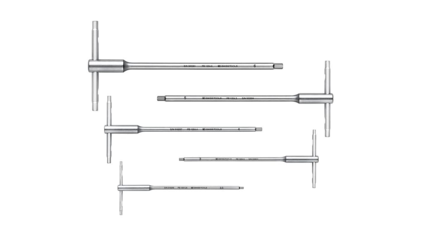 Llave hexagonal en T de 5 piezas, métrica de 2.5 mm, 3 mm, 4 mm, 5 mm, 6 mm