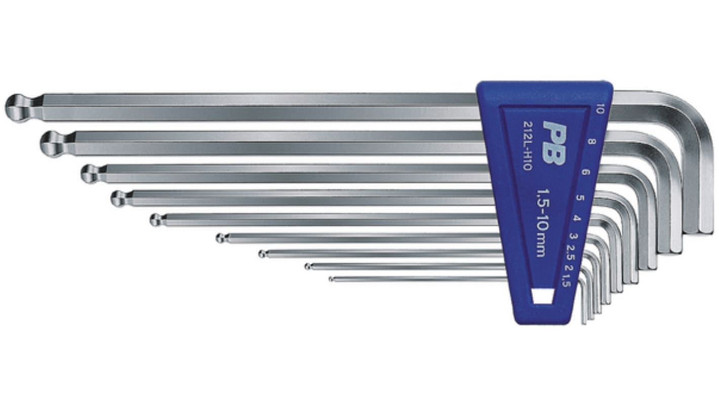 Set chiavi esagonali a L PB SWISS TOOLS, 9 pezzi, Metrico, 1.5 mm, 2.5 mm, 2 mm, 3 mm, 4 mm, 5 mm, 6 mm, 8 mm, 10 mm