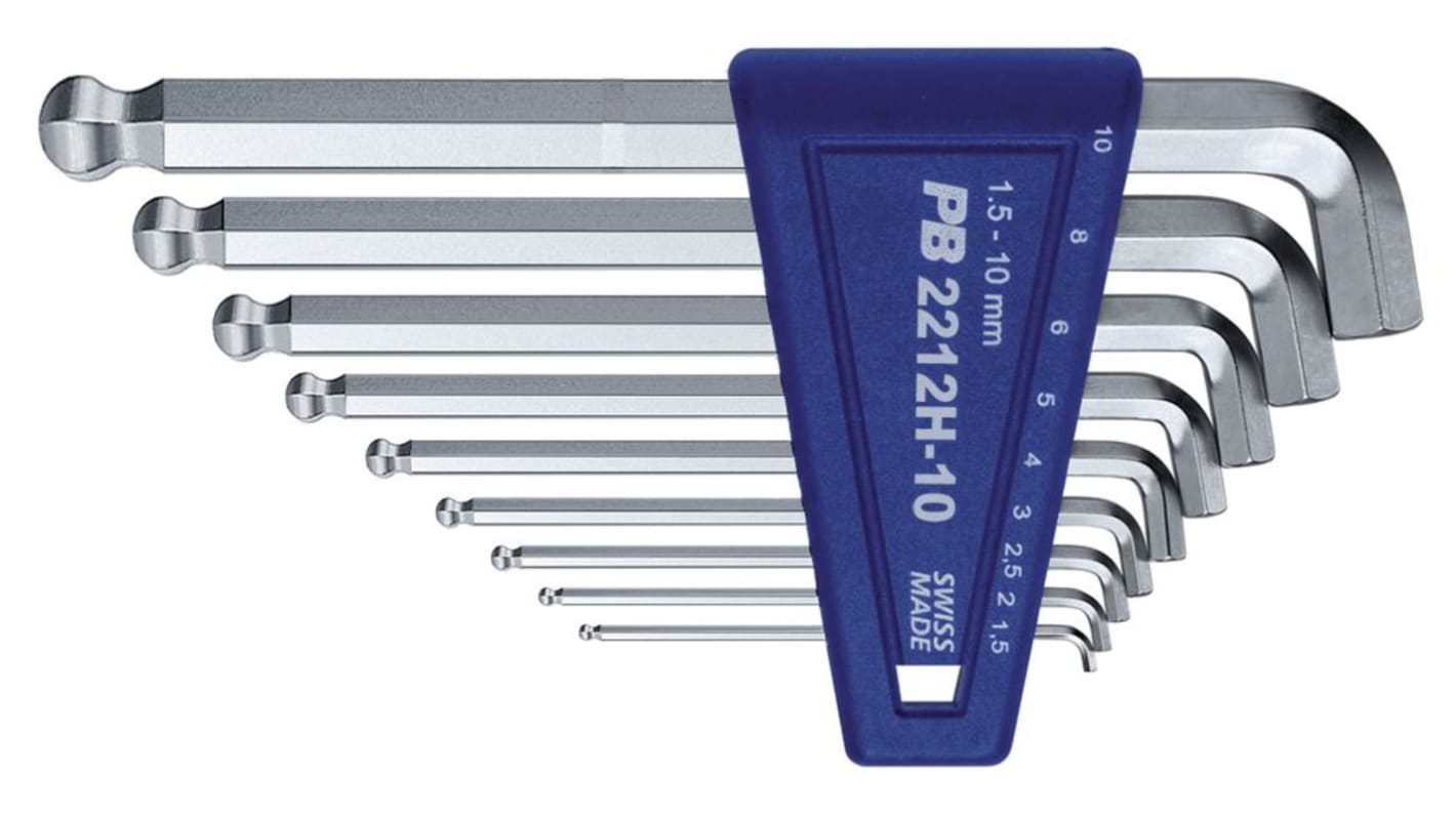 Set chiavi esagonali a L PB SWISS TOOLS, 9 pezzi, Metrico, 1.5 mm, 2.5 mm, 2 mm, 3 mm, 4 mm, 5 mm, 6 mm, 8 mm, 10 mm