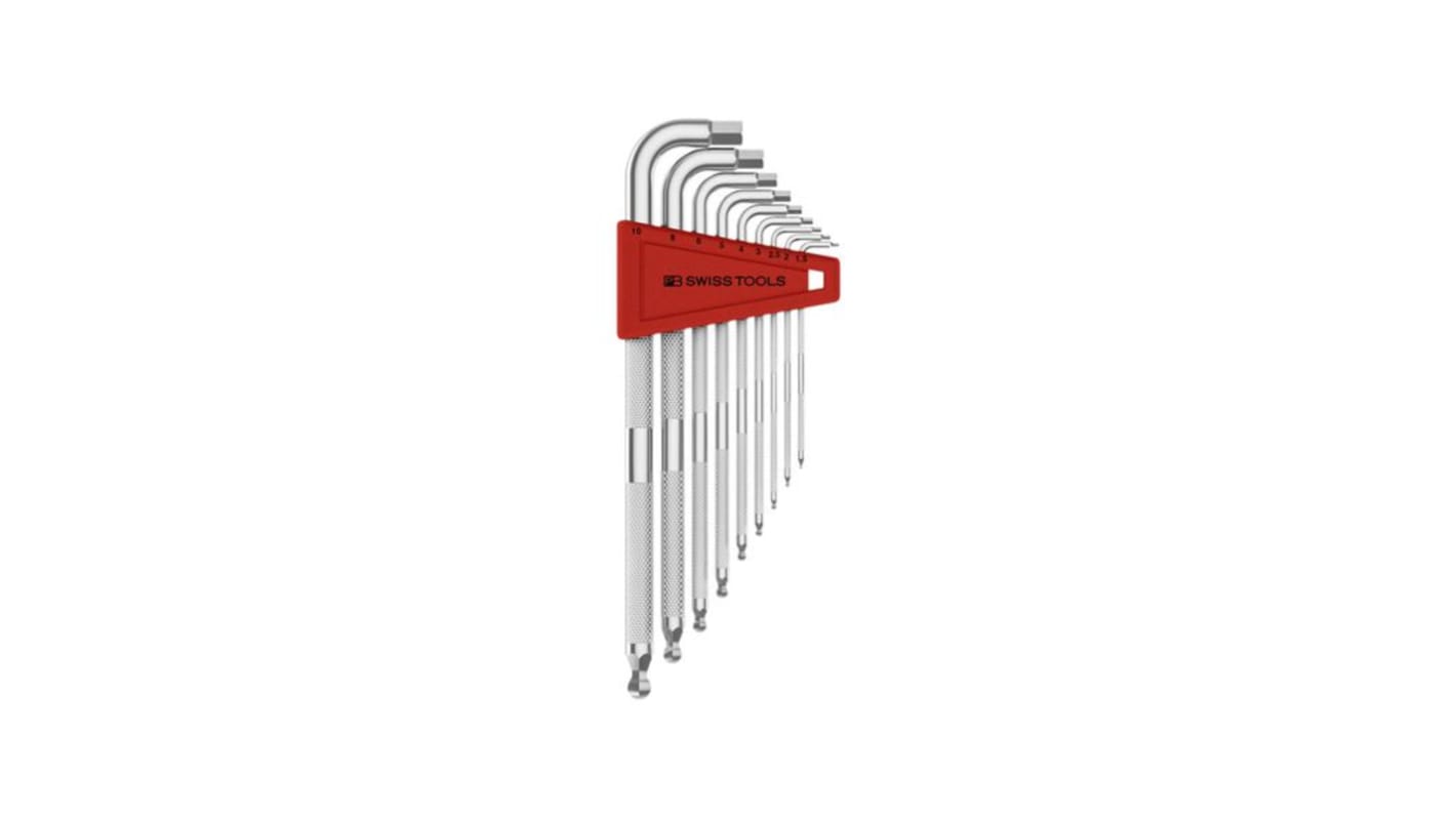 PB SWISS TOOLS metrisch  Innensechskant-Schlüssel, Satz 9-teilig 1.5 mm, 2.5 mm, 2 mm, 3 mm, 4 mm, 5 mm, 6 mm, 8 mm, 10