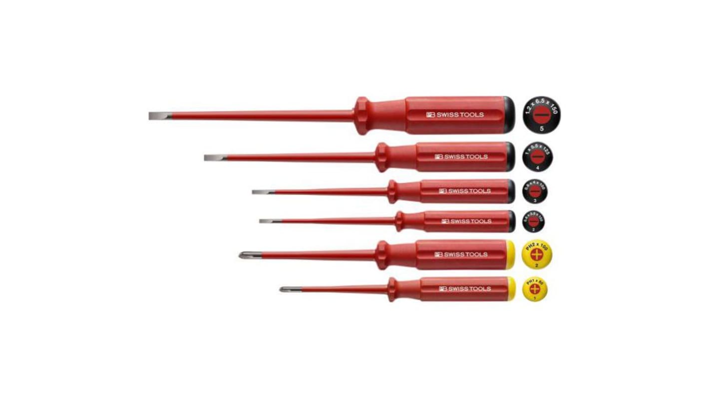 PB SWISS TOOLS Phillips, Slotted Insulated Screwdriver Set, 6-Piece