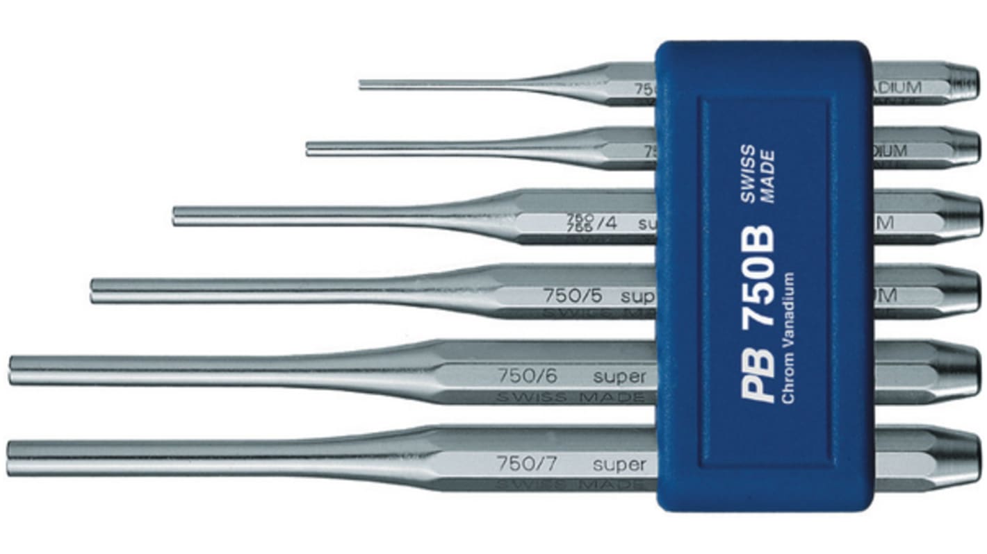 PB SWISS TOOLS 6-Piece Punch, Long Pin Punch