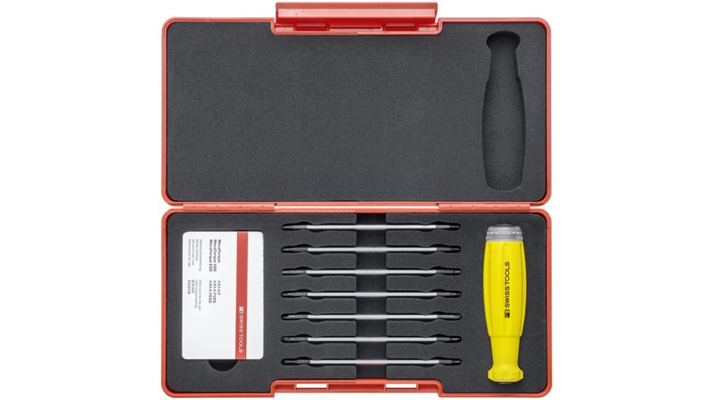 PB SWISS TOOLS Hex Torque Screwdriver & Bit Set, 10 → 50Ncm, ESD Safe, ±6 % Accuracy