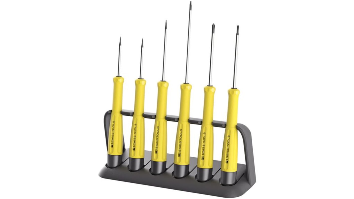 PB SWISS TOOLS Phillips, Slotted Electronic Screwdriver Set, 6-Piece
