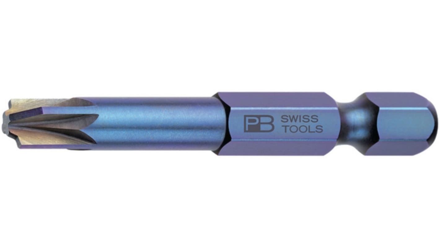 PB SWISS TOOLS Hexagon Screwdriver Bit, PZ2 Tip, 1/4in Drive, Pozidriv Drive, 50 mm Overall