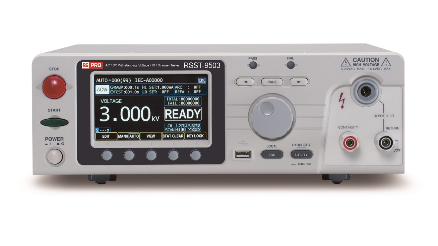 RS PRO Hipot Tester, 50V ac/dc Min, 5000 V ac, 6000 V dc Max