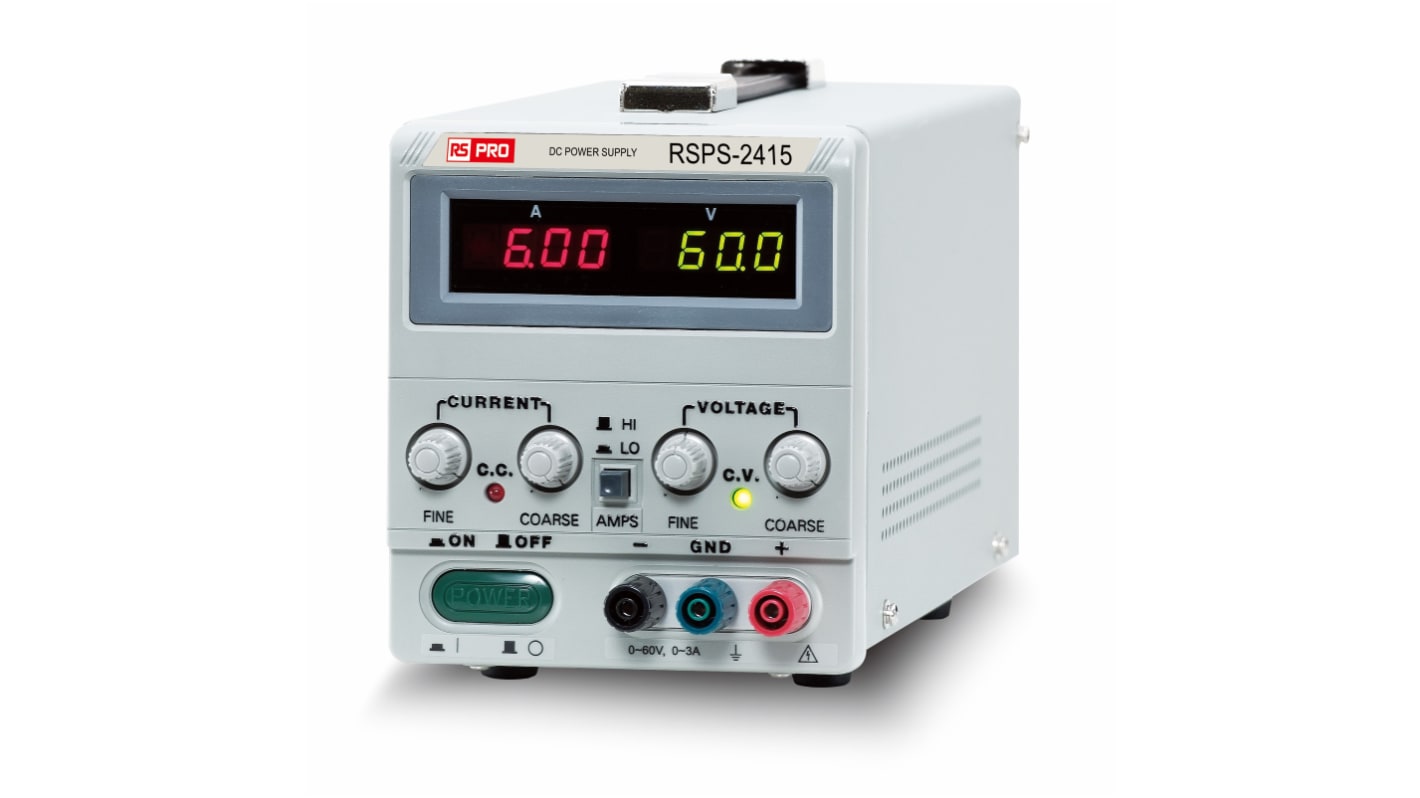 Alimentatore da banco RS PRO, 1 uscita, 0 → 24V, 0 → 15A, 360W