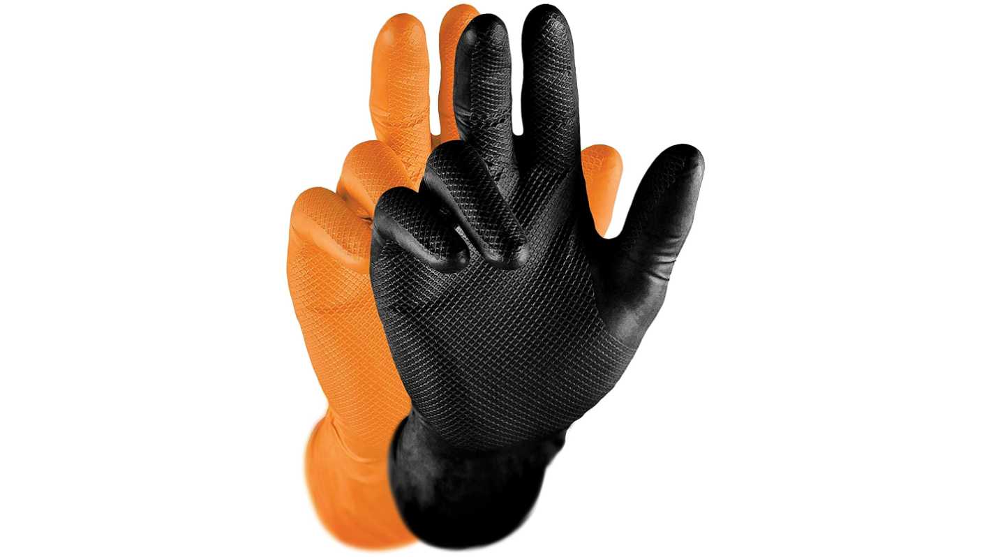 PIP Grippaz Black Powder-Free Nitrile Disposable Gloves, Size XL