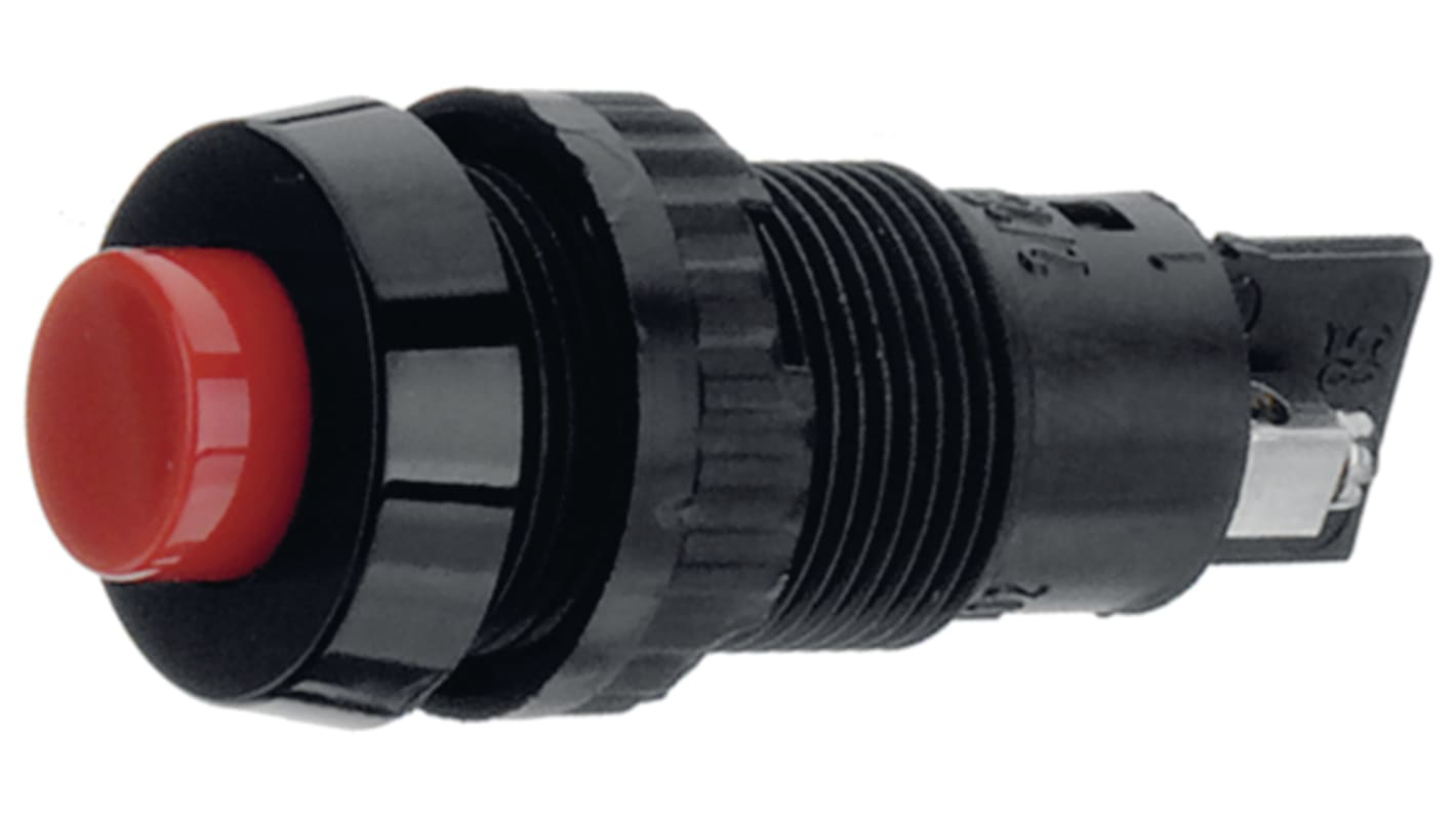 RAFI 1.01.102 Series Push Button Switch, Momentary, Panel Mount, 16.2mm Cutout, 1NO, 250V ac, IP40, IP65