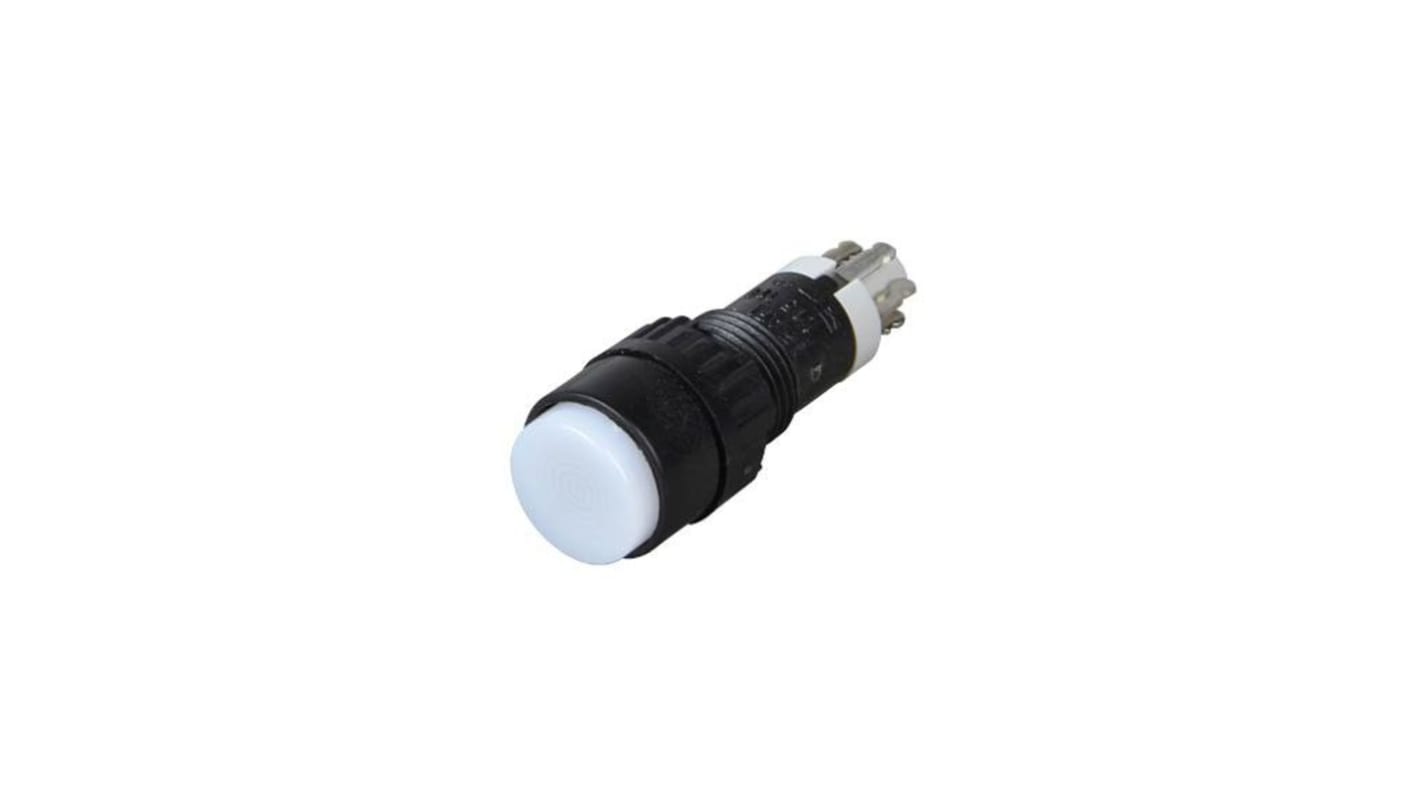 RAFI 1.15.106 Series Illuminated Push Button Switch, On-On, Panel Mount, 9.1mm Cutout, 1NO+1NC, White LED, 24V, IP40