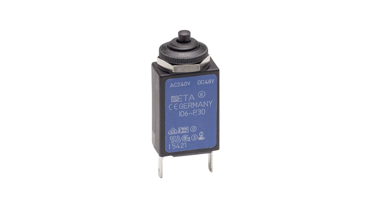 ETA Thermal Circuit Breaker - 106-P30  Single Pole 48V Voltage Rating Panel Mount, 5A Current Rating