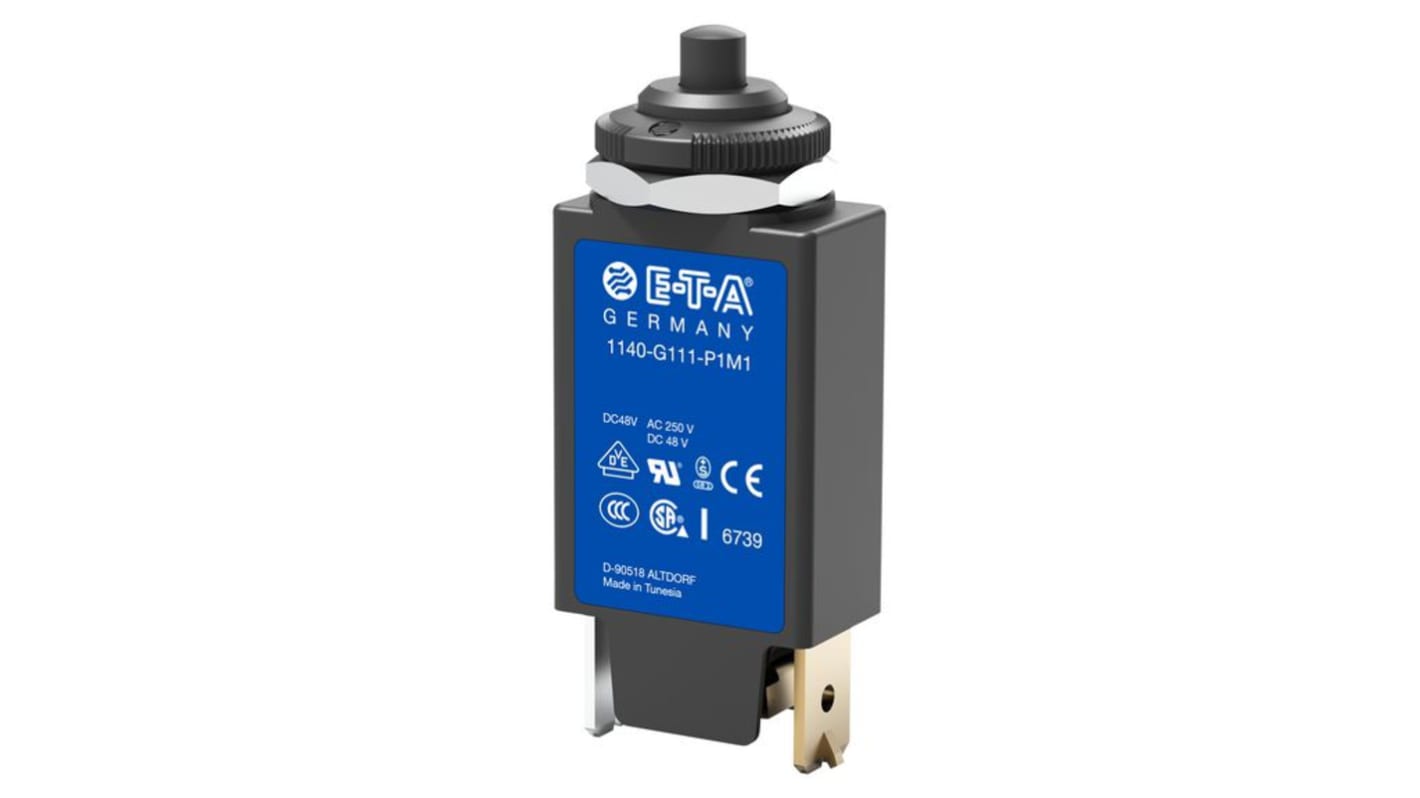 ETA Thermal Circuit Breaker - 1140  Single Pole 240V ac Voltage Rating Panel Mount, 10A Current Rating