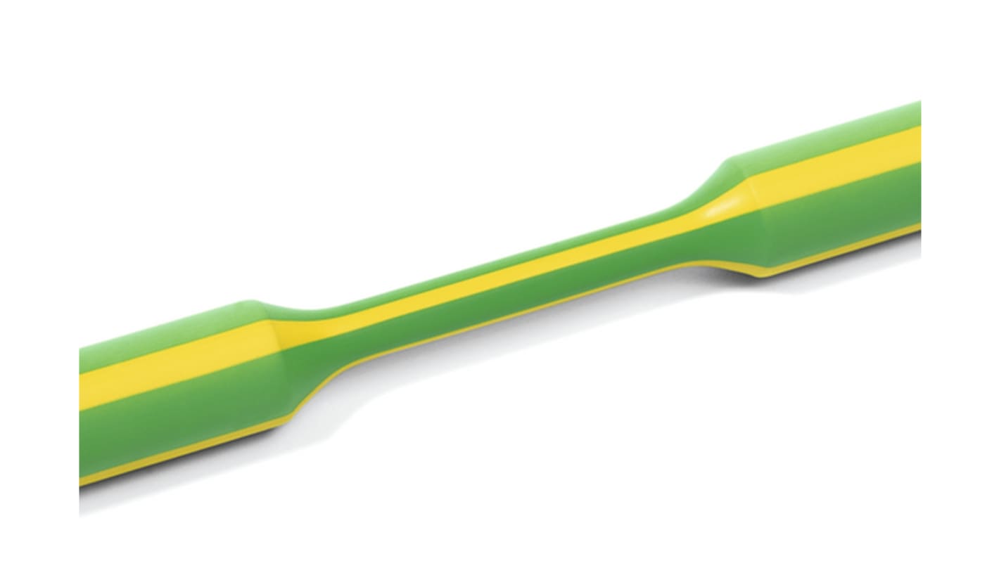 HellermannTyton Heat Shrink Tubing, Green/Yellow 6mm Sleeve Dia. x 30m Length 3:1 Ratio, 333 Series