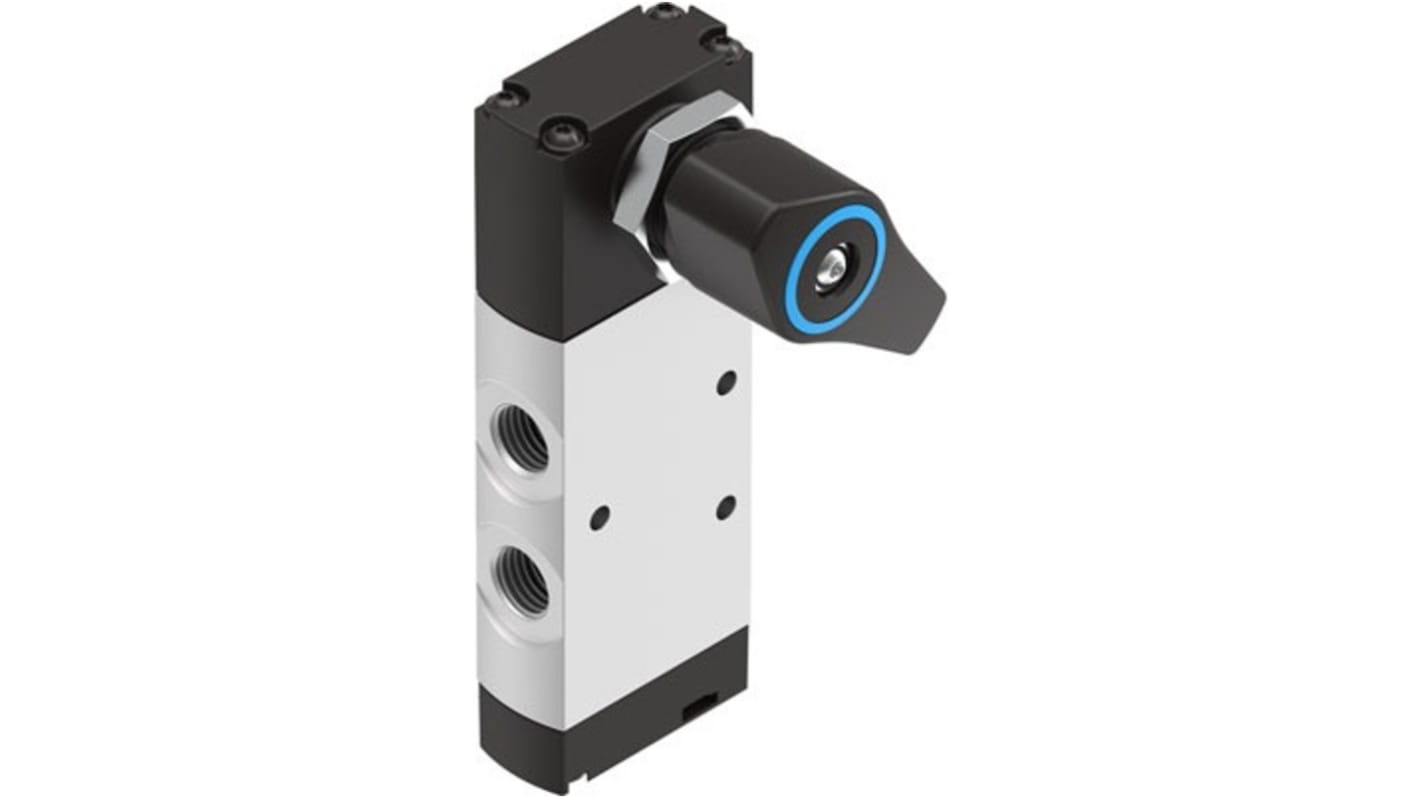 Festo Manual 5/3 exhausted Pneumatic Manual Control Valve VHEF-ES Series, G 1/4, 2.5mm, 4106821