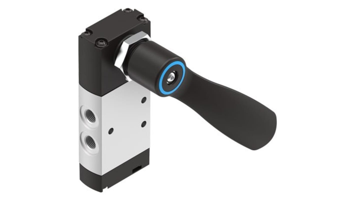 Festo Manual 5/3 exhausted Pneumatic Manual Control Valve VHEF-ES Series, G 1/8, 2.5mm, 4165867