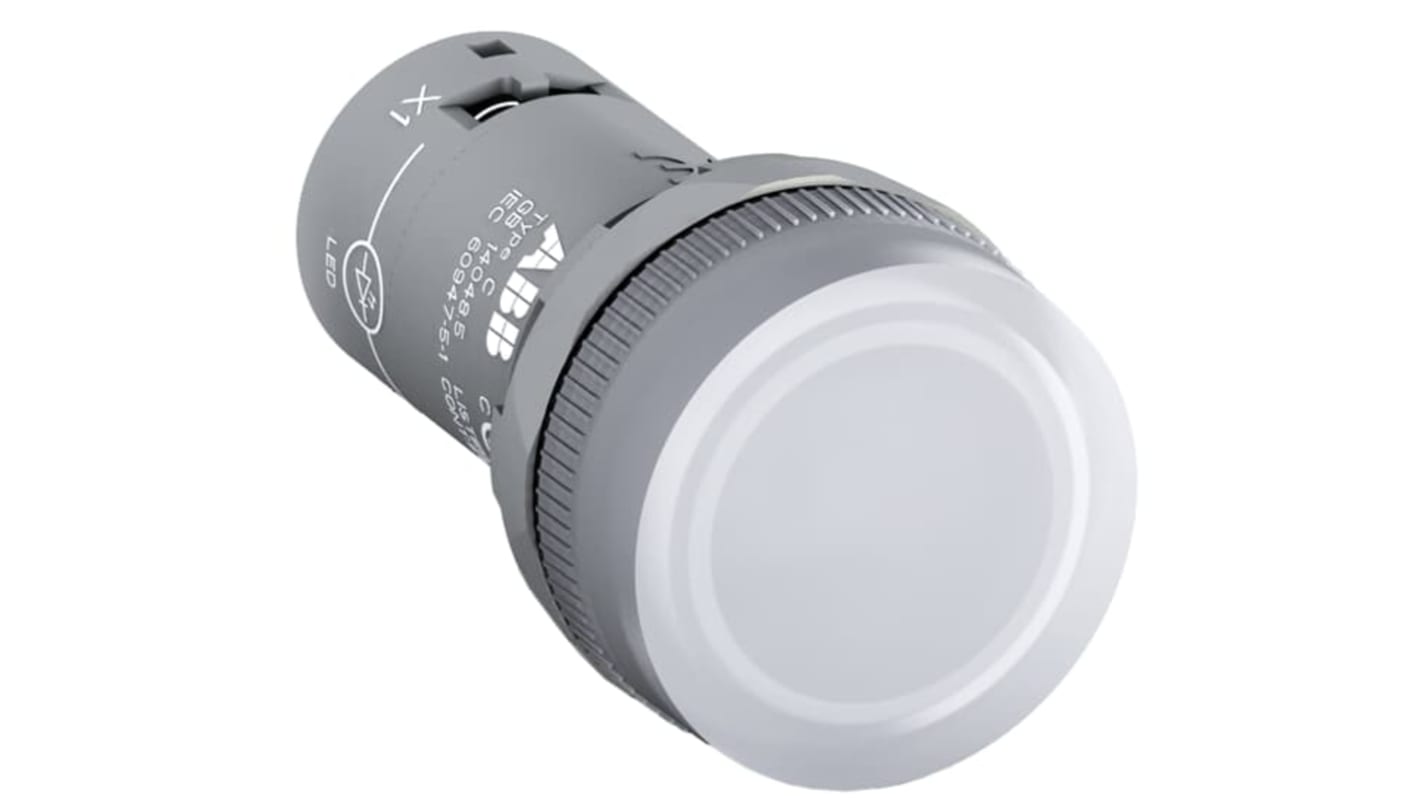 ABB, 1SFA61 Clear LED Pilot Light, IP66, IP67, IP69K, Round, 12V