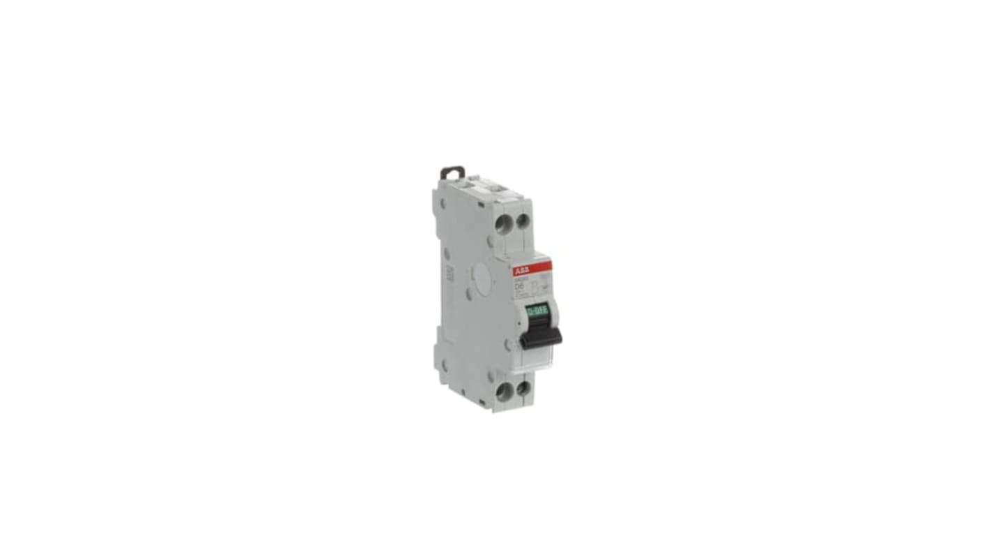 ABB SN201 MCB, 1+N, 6A Curve D, 230V AC, 10 kA Breaking Capacity