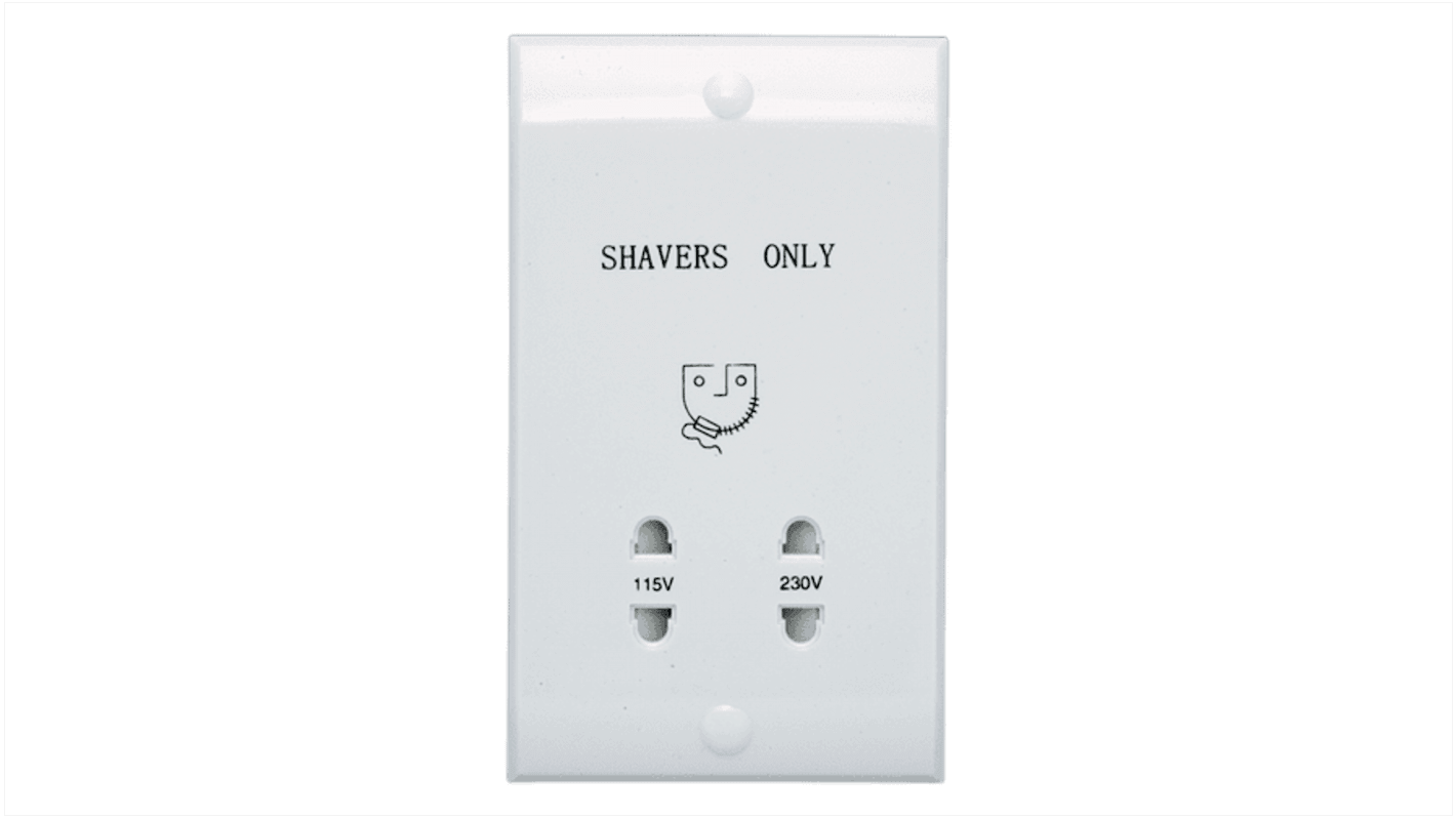 Ansell Lighting White 2 Gang Shaver Socket, Indoor Use