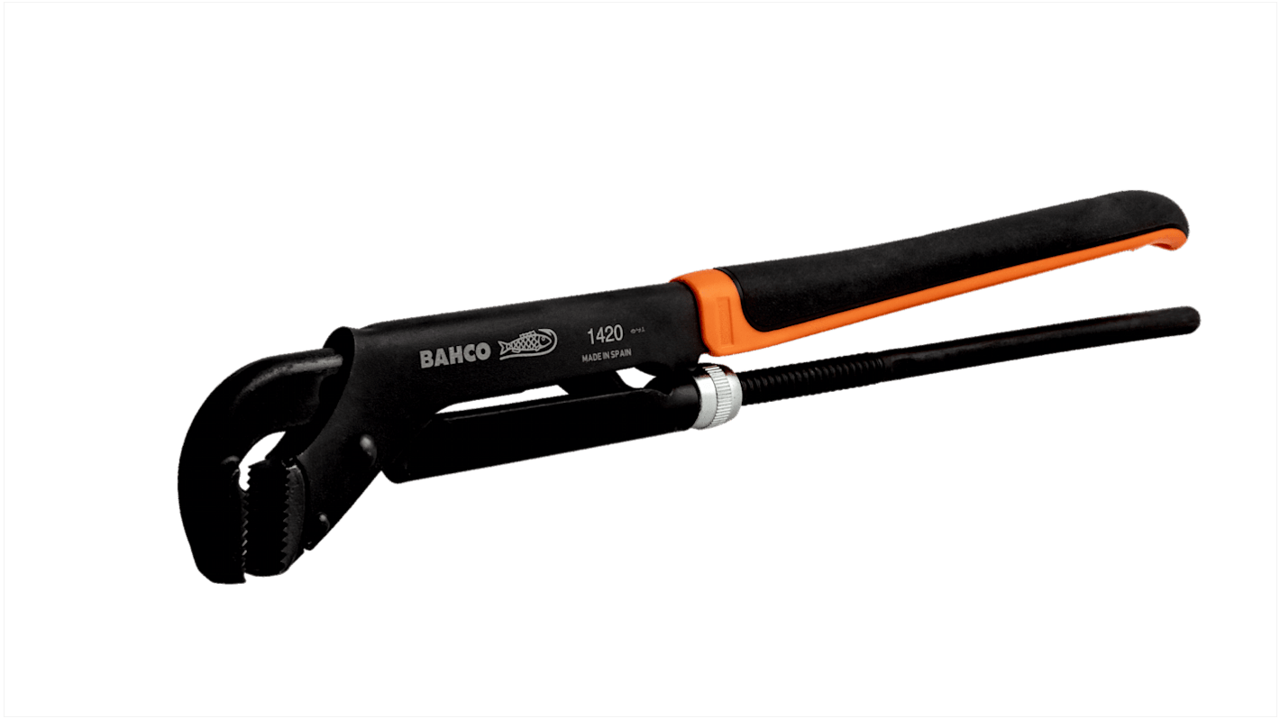 Bahco Pipe Wrench, 430.0 mm Overall, 75mm Jaw Capacity, Bi-Material Handle