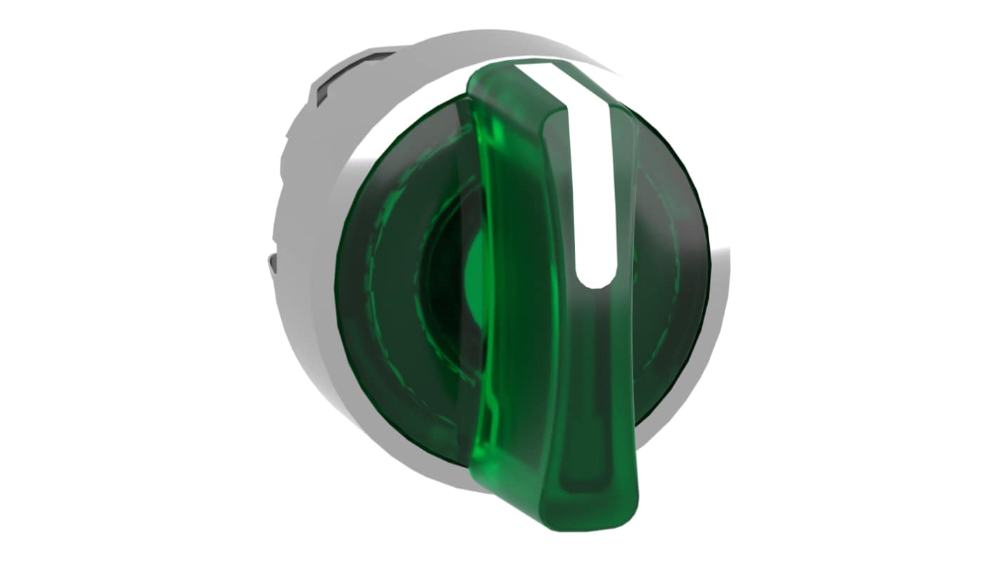 Schneider Electric Harmony XB4 Series 3 Position Selector Switch Head, 22mm Cutout, Green Handle