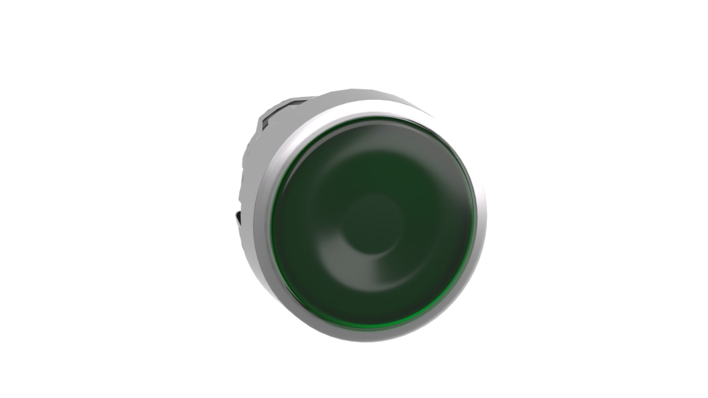 Cabezal de pulsador Schneider Electric serie Harmony XB4, Ø 22mm, de color Verde, Retorno por Resorte, IP66, IP67, IP69K